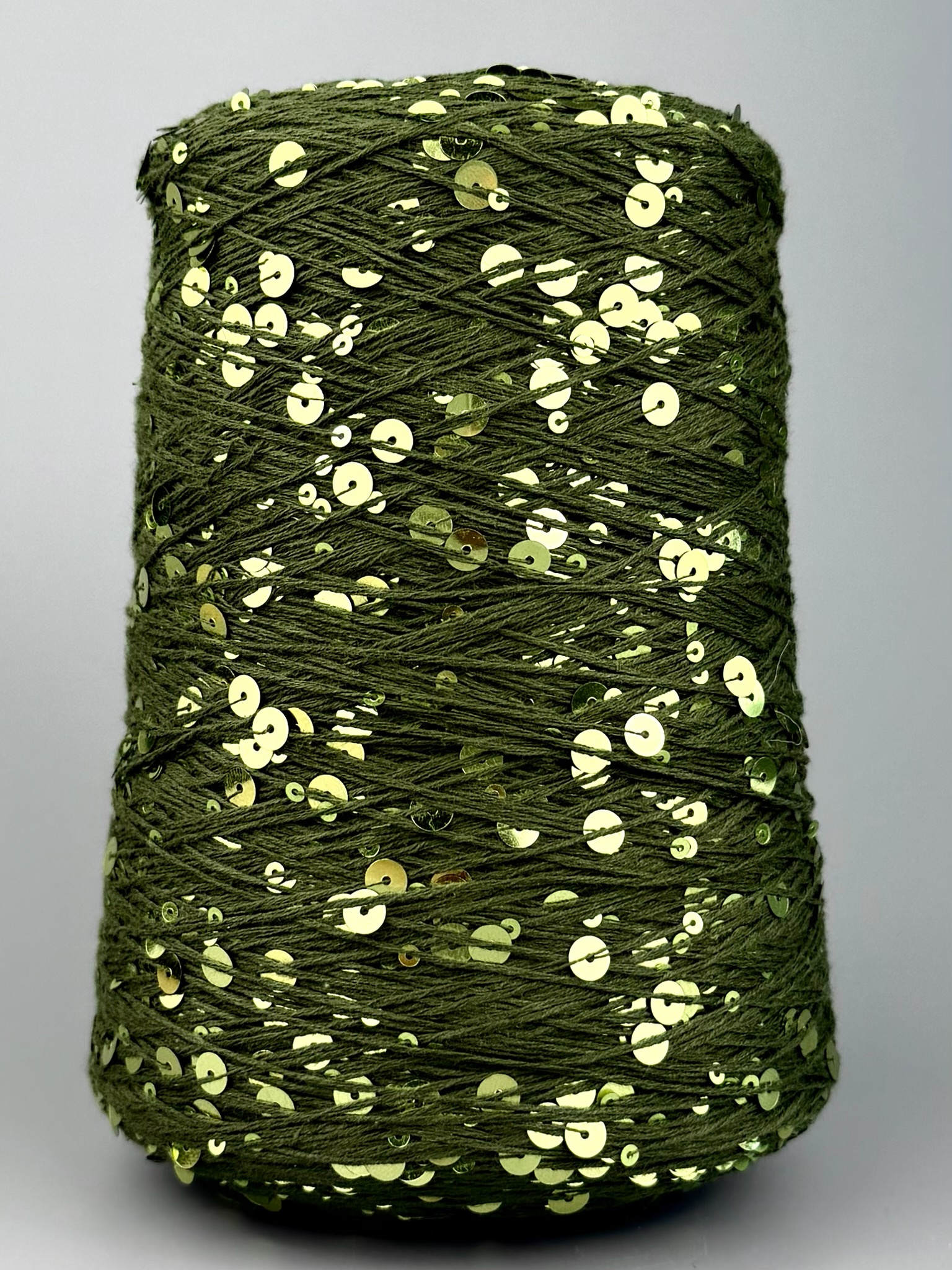 Art. Brillante 260 m / 100 g – Baumwolle mit Maxi-Pailletten col. Olivgrün foto 2